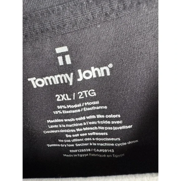 Tommy John Black Pocket T-Shirt 2XL Modal Stretch Soft Tee Short Sleeve Mens - Picture 2 of 2
